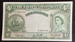 Bahamas Four Shilling Banknote