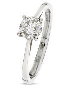 GIA cert 0.70ct, J, SI2, Natural Diamond, Platinum 950 Solitaire Ring, Size N