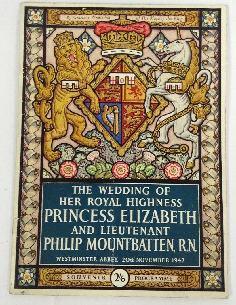 1947 SOUVENIR WEDDING PROGRAMME QUEEN ELIZABETH II