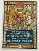 1947 SOUVENIR WEDDING PROGRAMME QUEEN ELIZABETH II