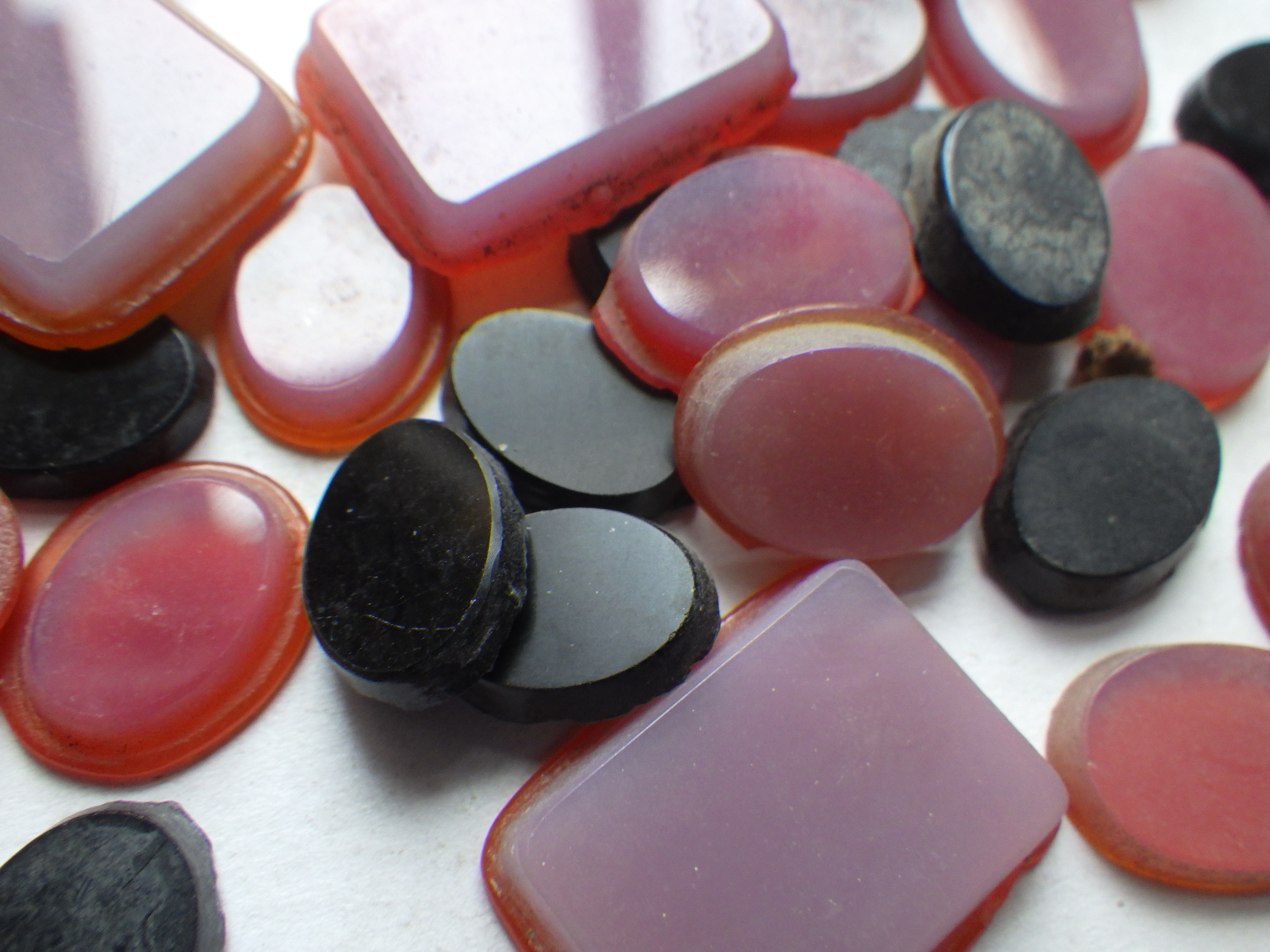 Collection of Vintage Glass Flat Cabochons Black and Layered Glass - Image 2 of 3