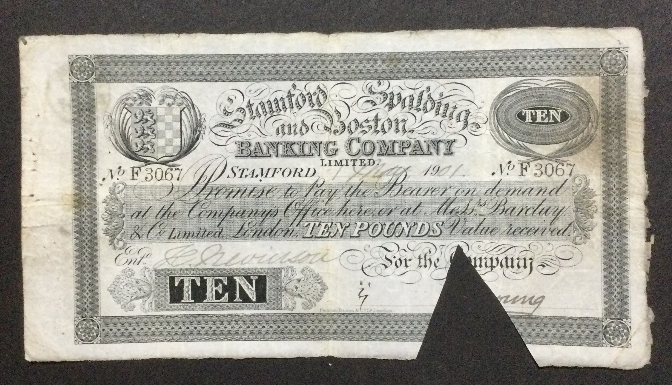 1901 Provincial Ten Pound £10 Banknote