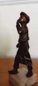 1920's Bronze Figure of a Boy Smoking a Cigarette on a Marble Base. 16cm high5