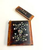 VICTORIAN TORTOISESHELL & MOTHER OF PEARL CARD CASE