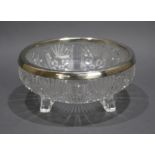 Decorative Glass Bowl with Silver Plated Rim