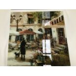 A CHARMING WALL ART GLASS PRINT OF FRENCH SCENE