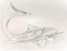 A LARGE QUALITY FRENCH DAUM GLASS DOLPHIN