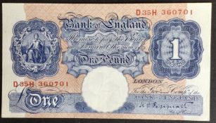 1940 World War II £1 One Pound Note