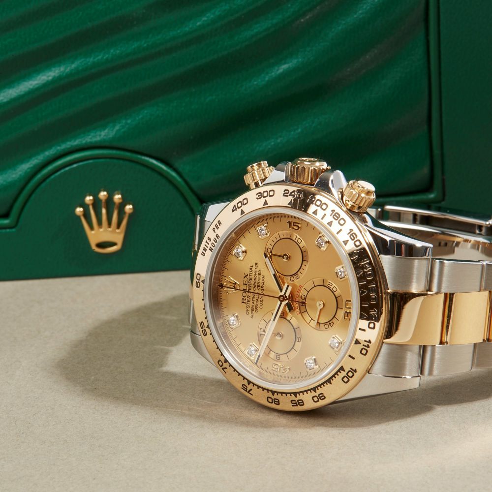 Luxury Watches I Free UK Delivery & Warranty I Featuring a Rolex Daytona 116503 Men Yellow Gold & Stainless Steel Diamond Chronograph Watch.