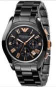 Emporio Armani AR1410 Men's Ceramica Rose Gold & Black Quartz Chronograph Watch