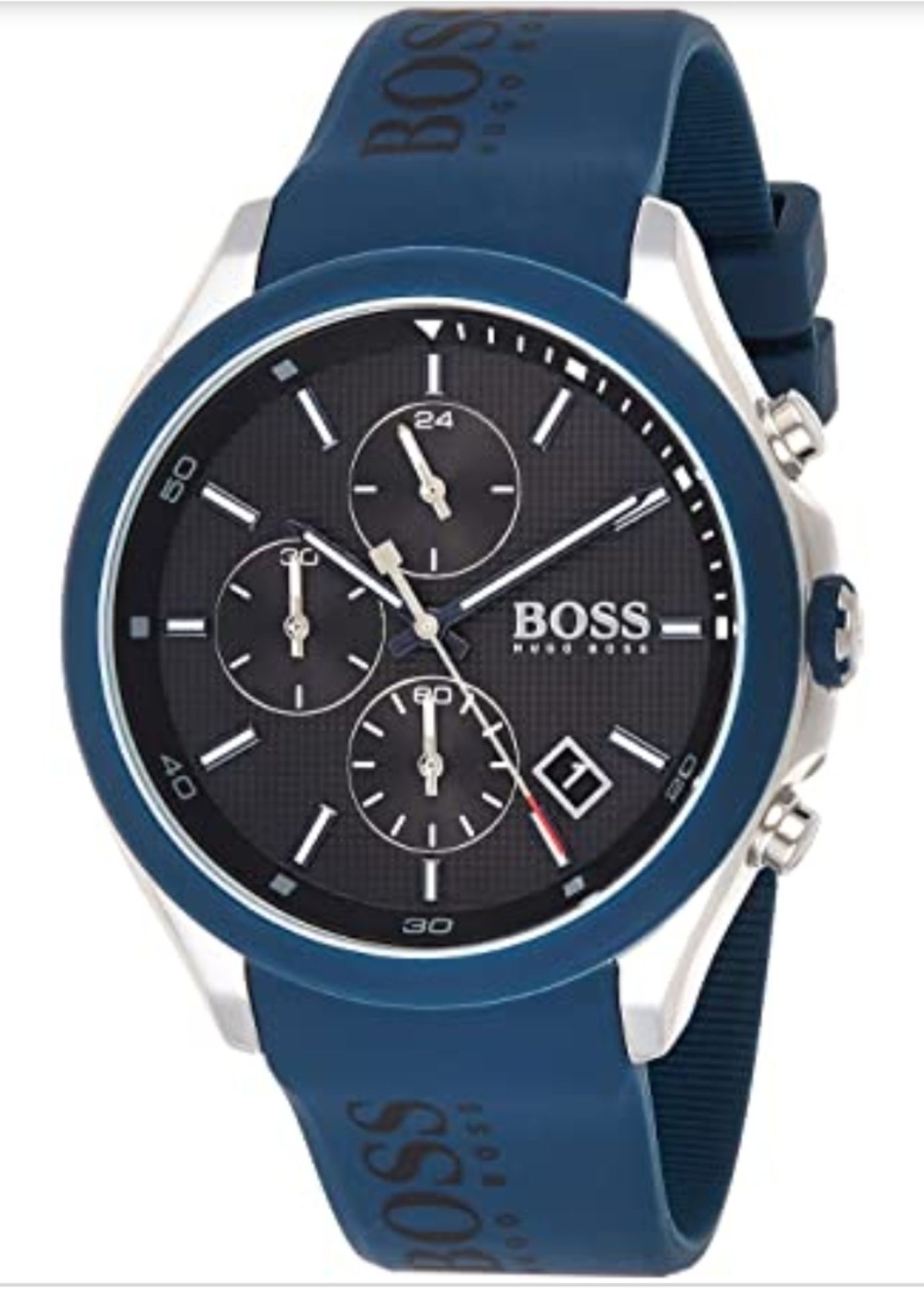 Hugo Boss 1513717 Men's Velocity Blue Rubber Strap Quartz Chronograph Watch - Image 2 of 6