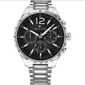 Tommy Hilfiger Men's Gavin Stainless Steel Silver Black Dial Watch 1791469