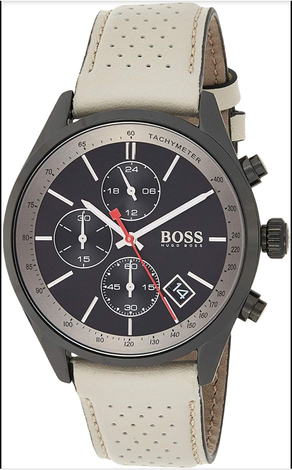 Hugo Boss 1513562 Men's Grand Prix Beige Leather Strap Quartz Chronograph Watch - Image 2 of 4