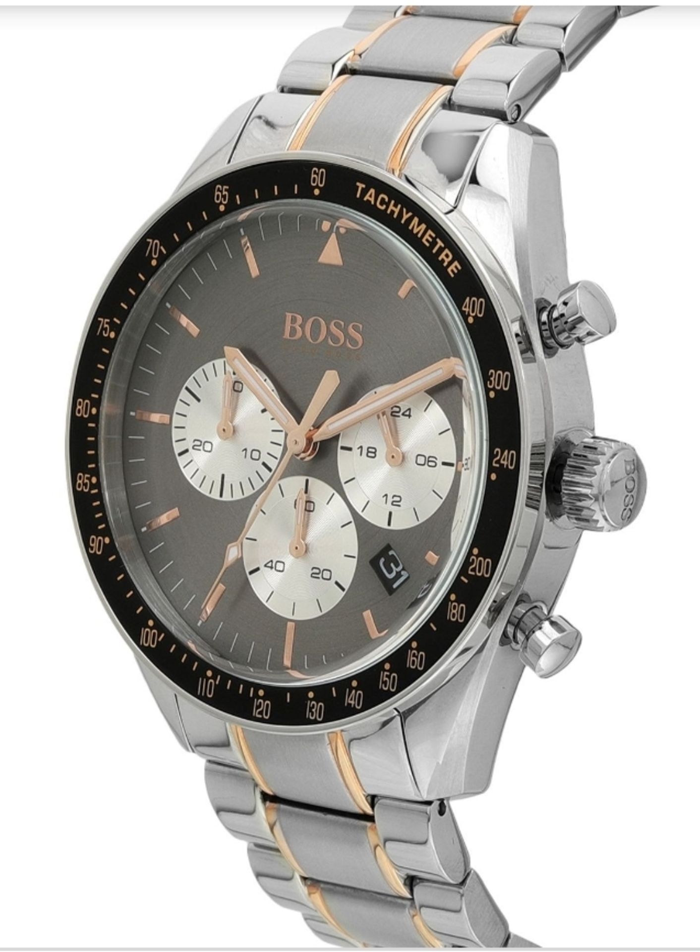 Hugo Boss 1513634 Men's Trophy Two Tone Rose Gold & Silver Chronograph Watch - Image 6 of 6