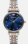 Emporio Armani AR11092 Ladies T-Bar Rose Gold & Silver Bracelet Quartz Designer Watch