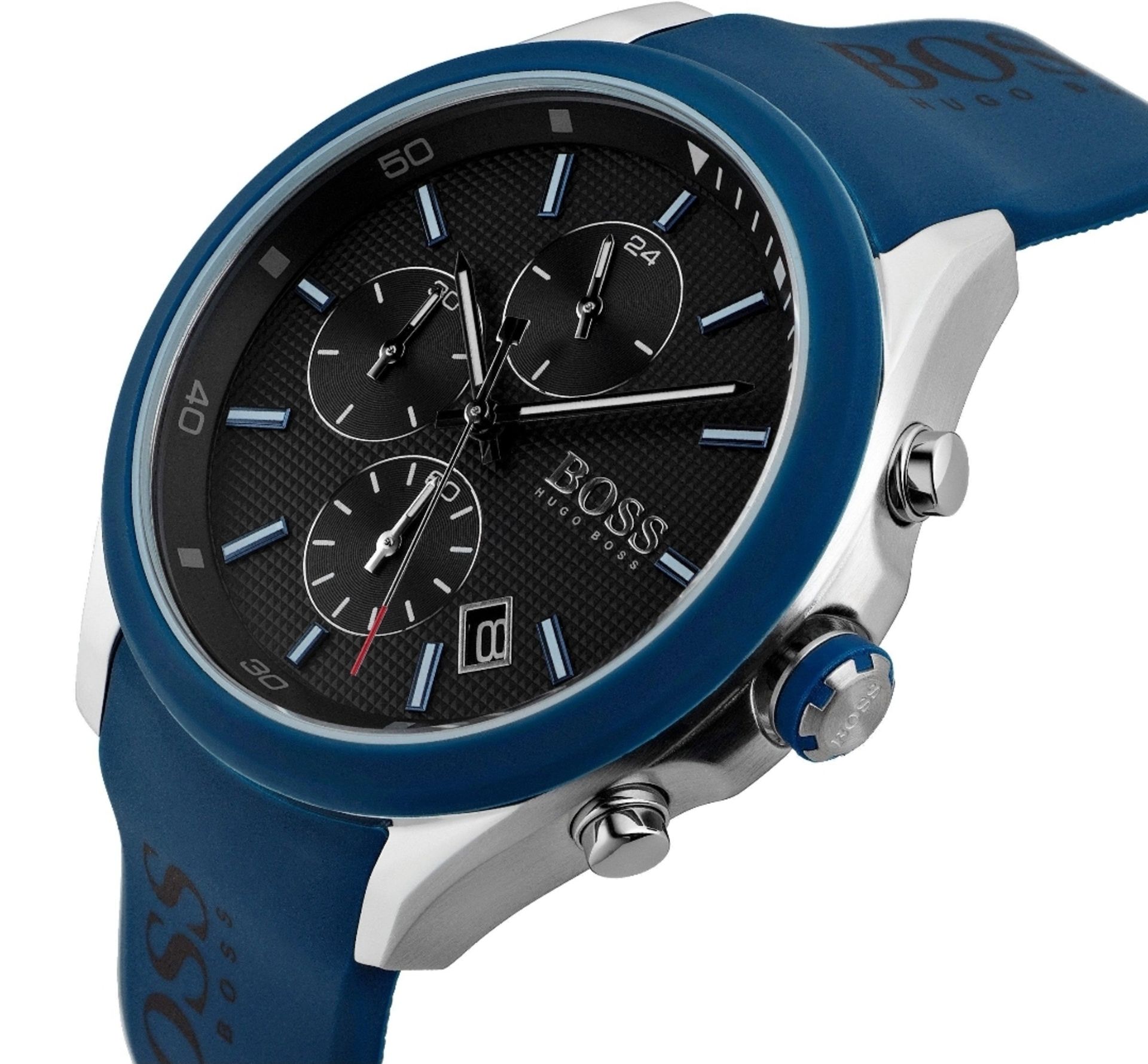 Hugo Boss 1513717 Men's Velocity Blue Rubber Strap Quartz Chronograph Watch - Image 5 of 6