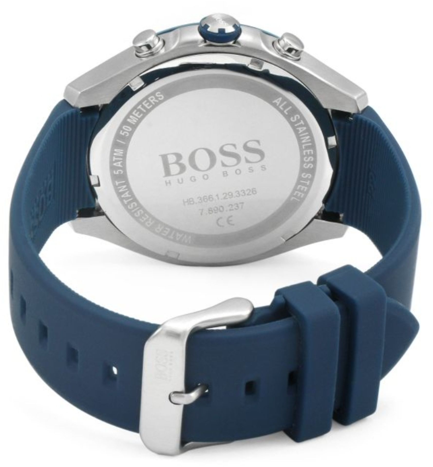 Hugo Boss 1513717 Men's Velocity Blue Rubber Strap Quartz Chronograph Watch - Image 6 of 6