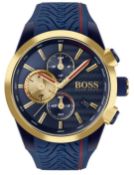 Hugo Boss 1513706 Contemporary Blue Rubber Strap Chronograph Men's Watch