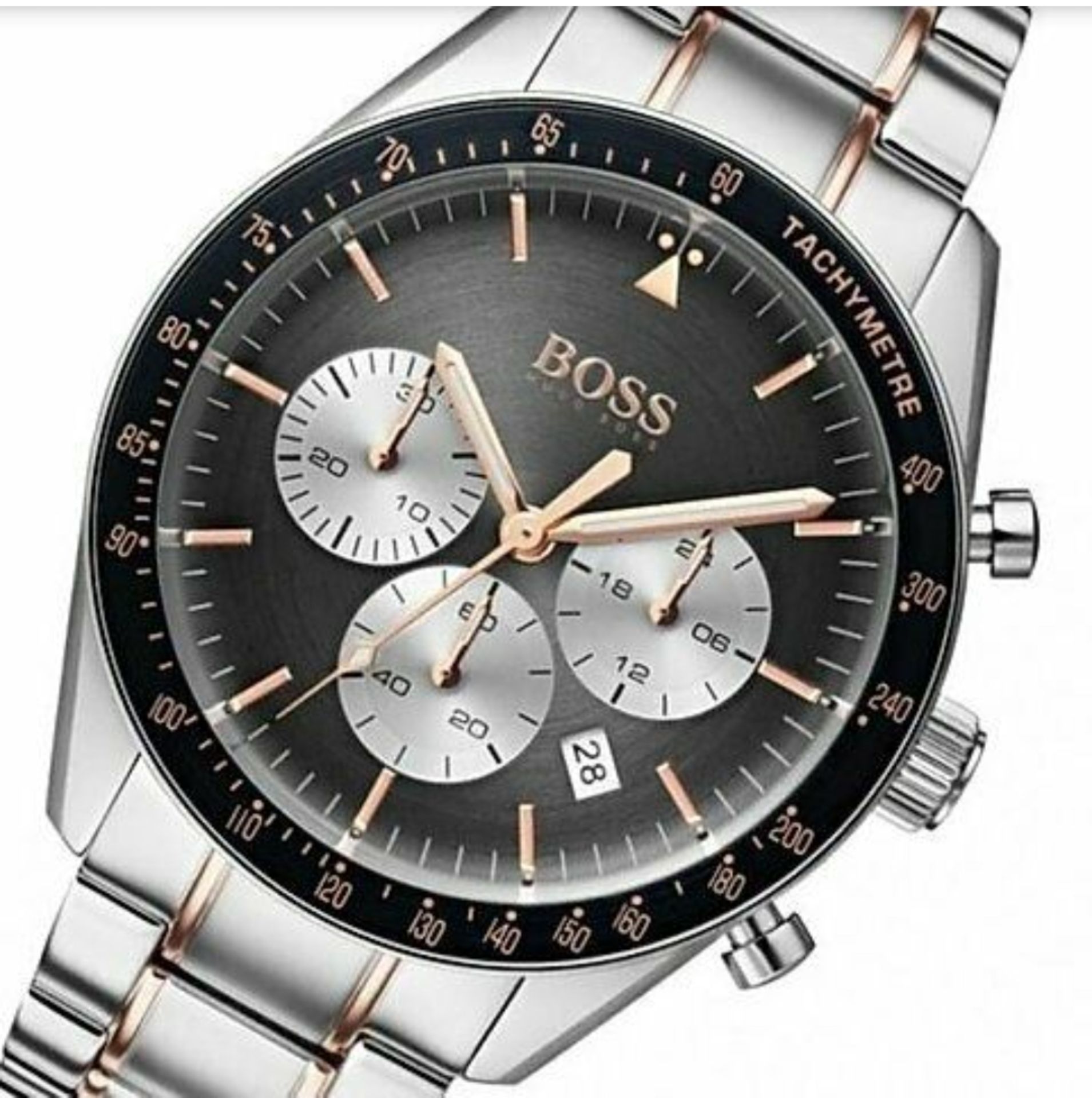 Hugo Boss 1513634 Men's Trophy Two Tone Rose Gold & Silver Chronograph Watch - Image 4 of 6