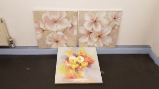 3 X Floral Canvas Print (700 X 700 X 25mm)