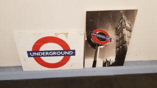 2 X London Underground Painted Wood Ð Damaged (600 X 400mm)