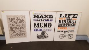 3 X (600 X 800) Prints. Housework Won't Kill You, Make Do & Mend & Life Is Like Riding A Bicycle