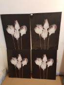 4 X Floral Prints On Canvas 600 X 800mm