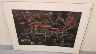 Black London Underground Map Print (800 X 600mm)