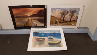 3 X (800 X 600mm) Prints. Devon Seascape, Ullswater & Walking With Mansfield