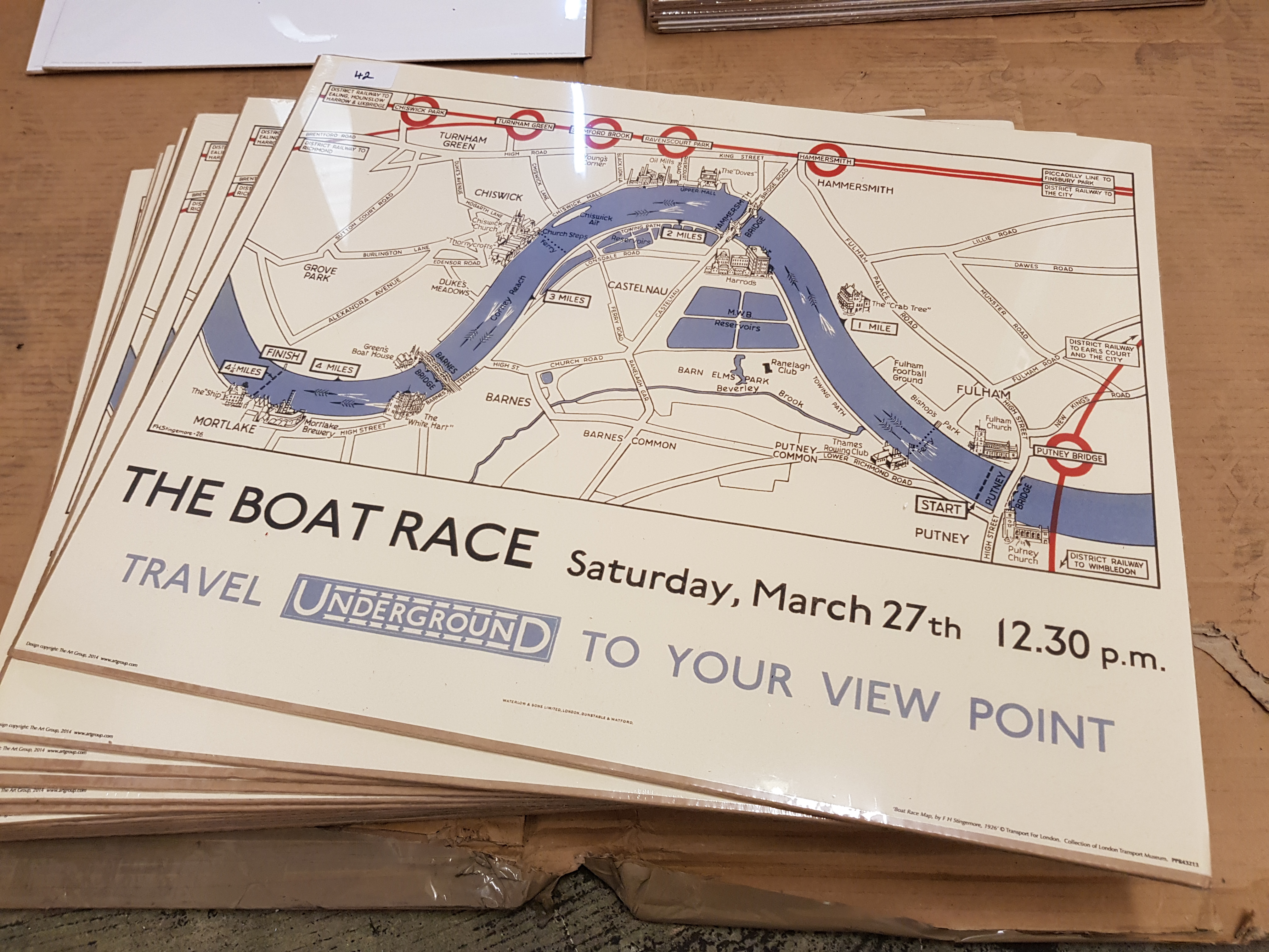 14 X The Boat Race, London Underground Prints. 500 X 400mm