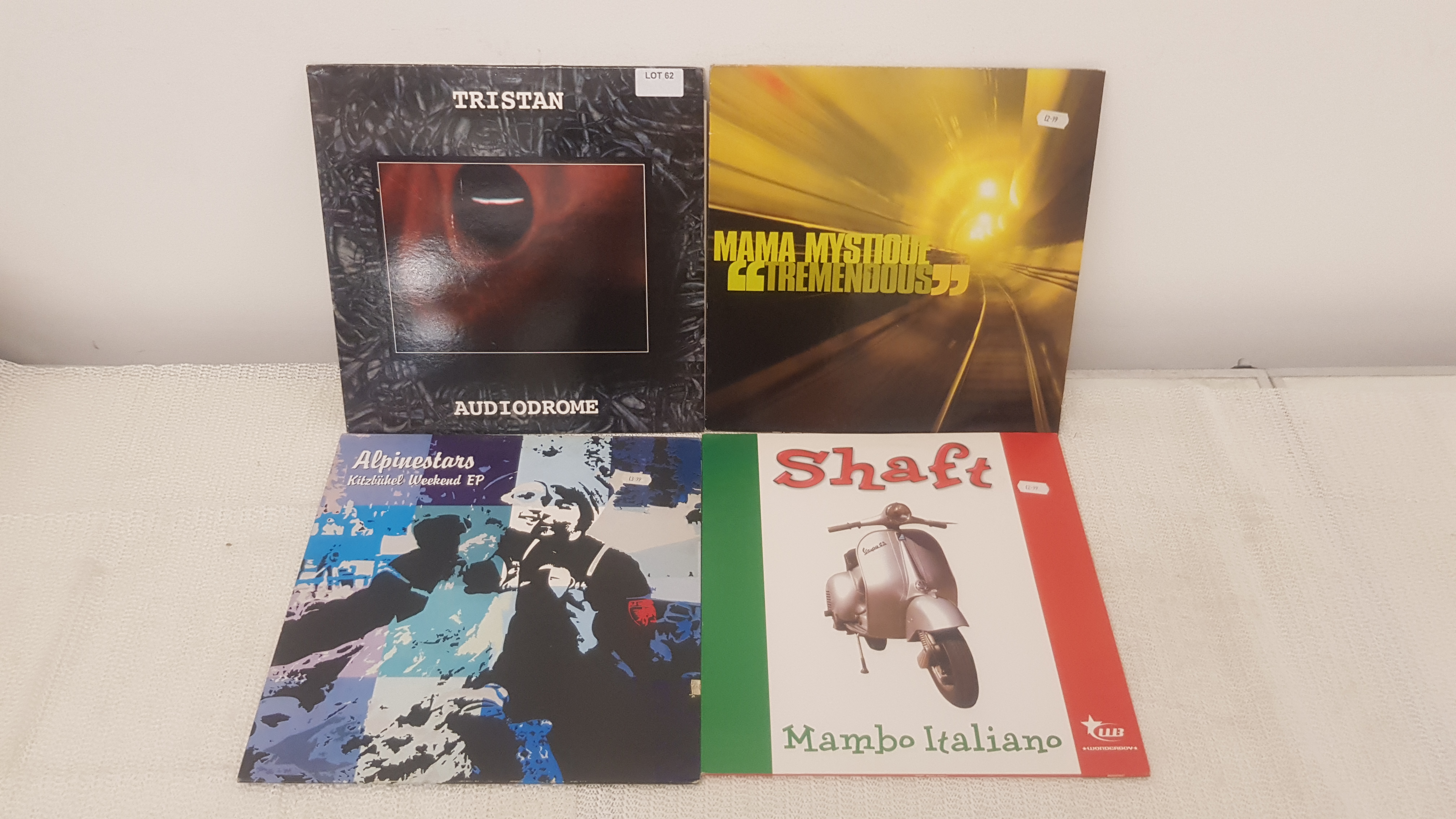 4 X 12" Vinyl. 1 X Tristan Audiodrome, 1 X Mama Mystique Tremendous. 1 X Alpinestars Kitzbuhel