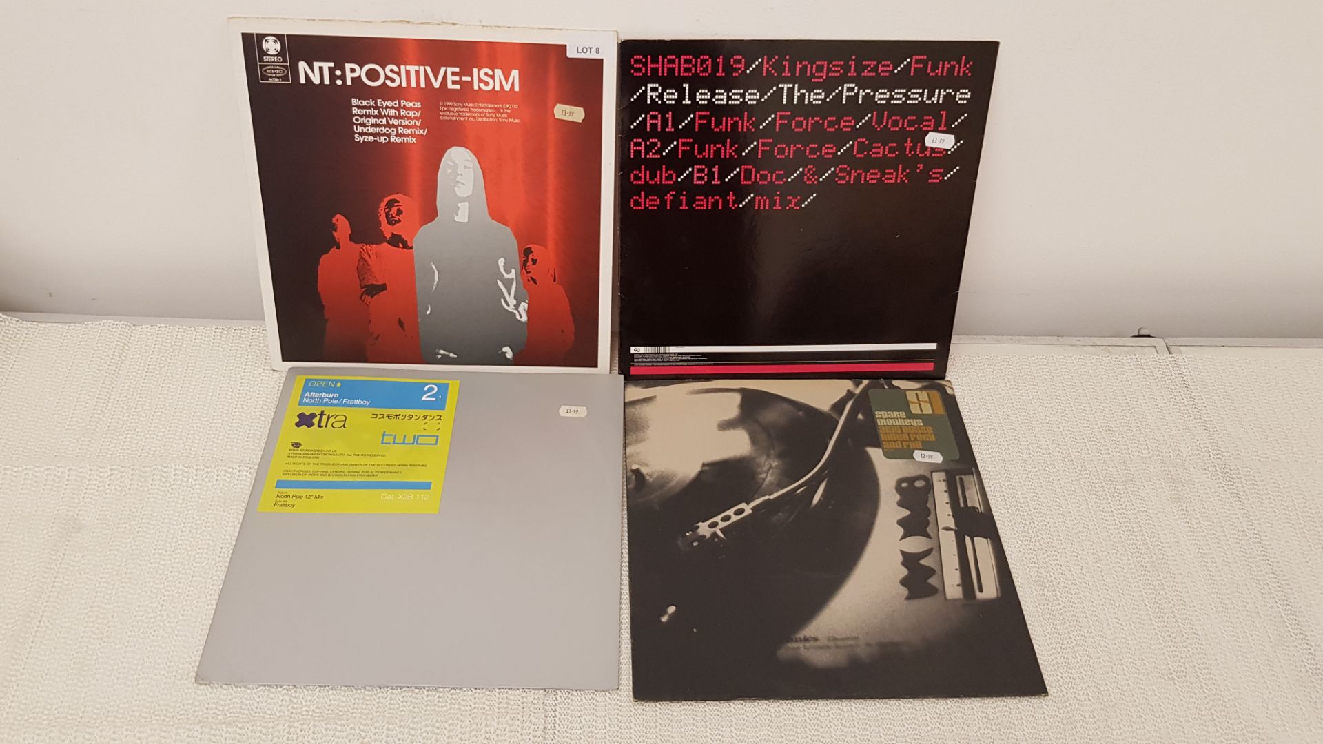 4 X 12" Vinyl. 1 X NT Positive Black Eyed Peas Remix With Rap, 1 X Afterburn North Pole, 1 X Spac