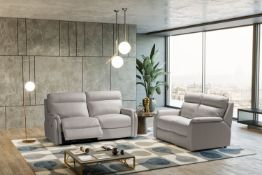 FOX Italian Leather Recliner 3 & 2 Seat Sofa by Galieri - Cenere Light Grey