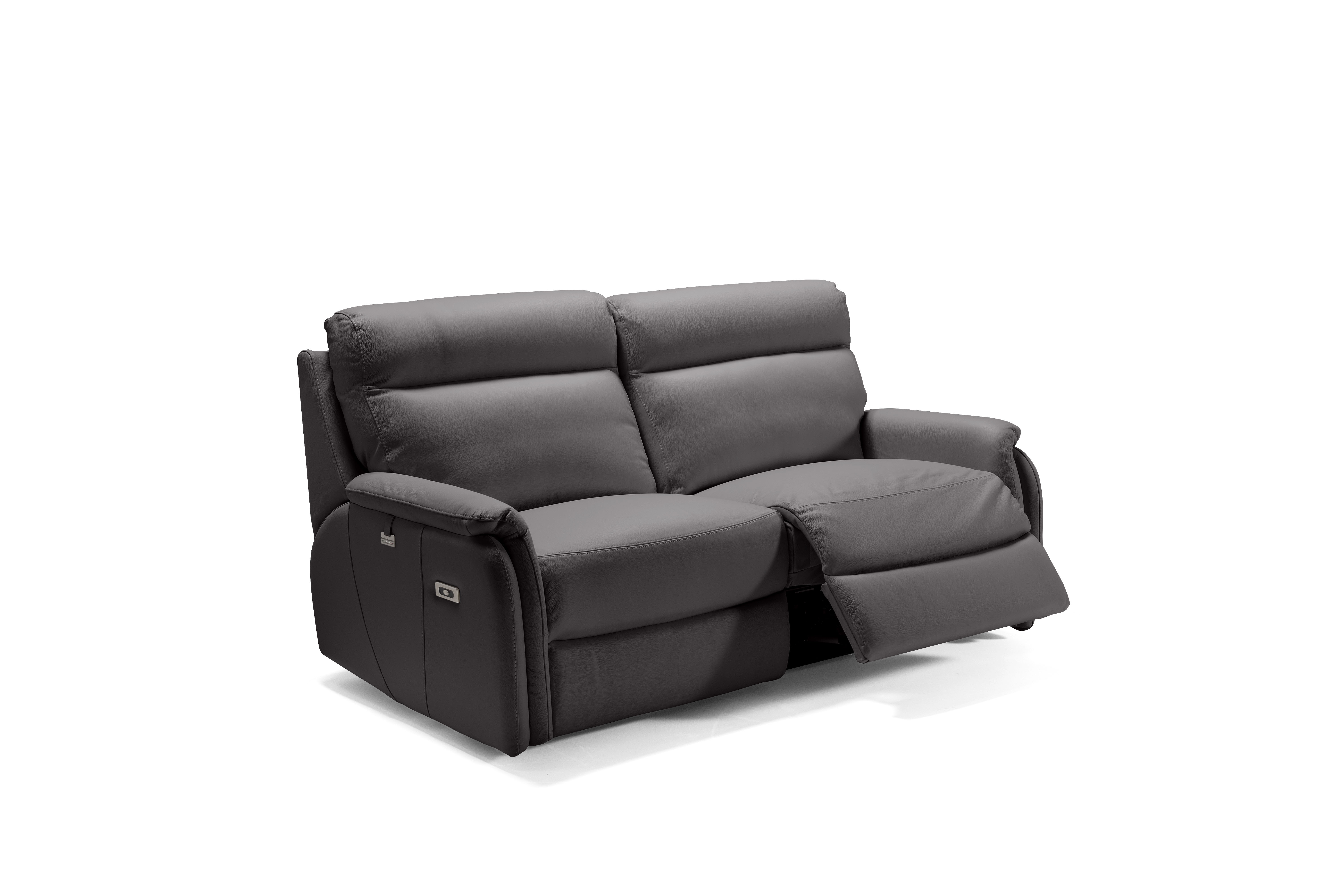 FOX Italian Leather Recliner 3 & 2 Seat Sofa - Dark Grey Grigio RRP £4802 - Image 2 of 4