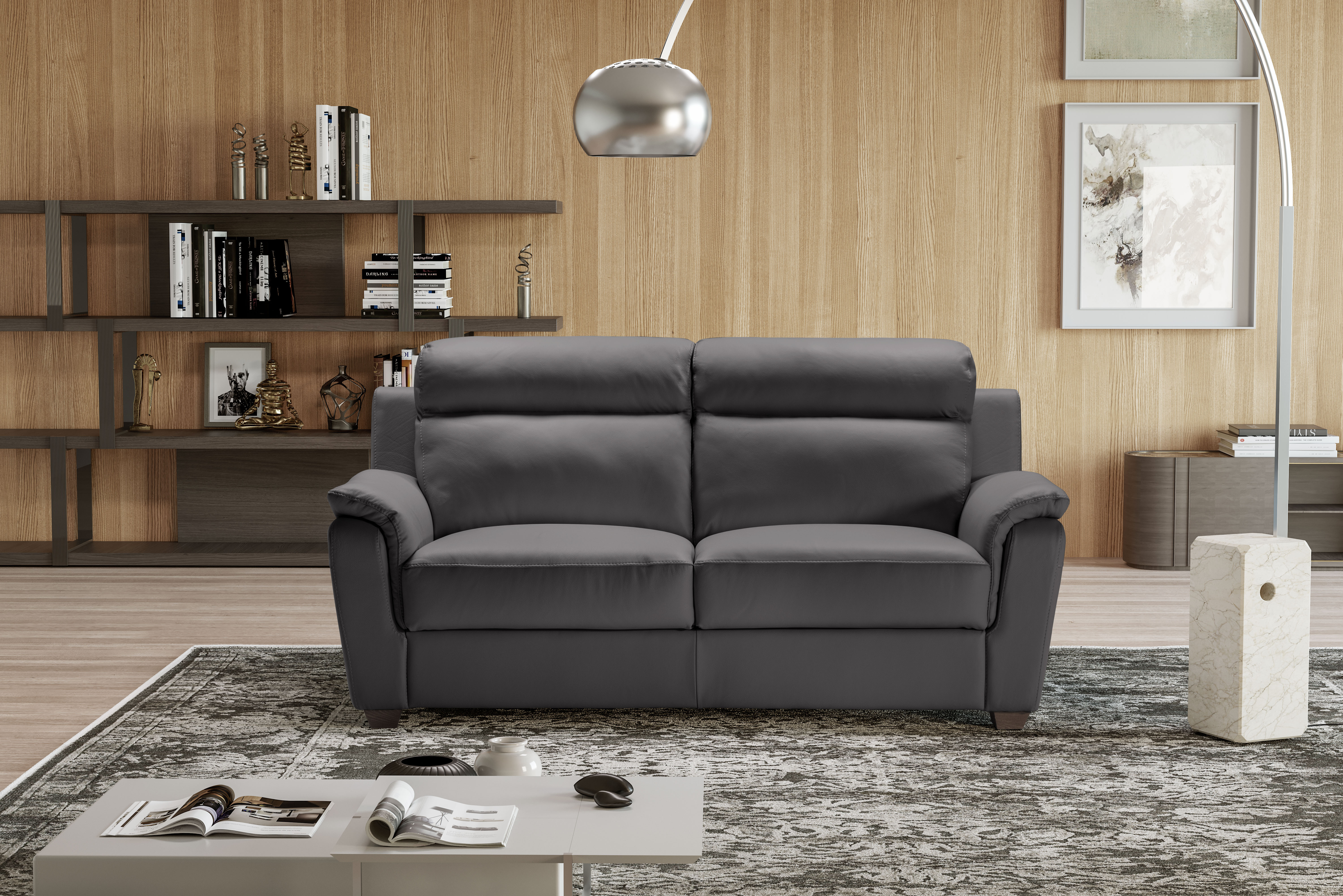 EDINA Italian Leather 3 & 2 Seat Sofa - Dark Grey Grigio RRP £3399 - Image 4 of 4