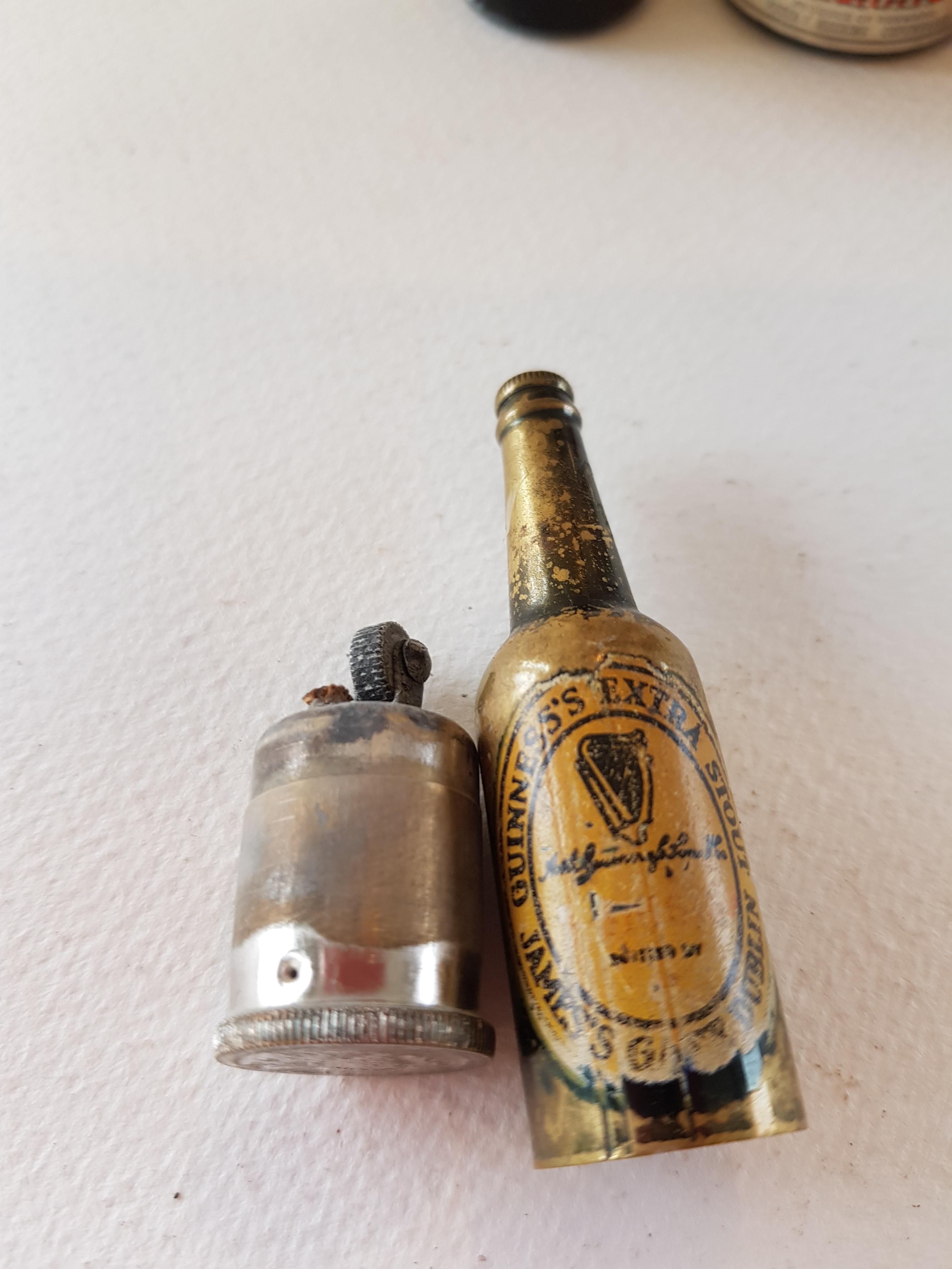 Vintage Mini Guinness Bottles, one a cigarette lighter and a Liqueur - Image 2 of 2