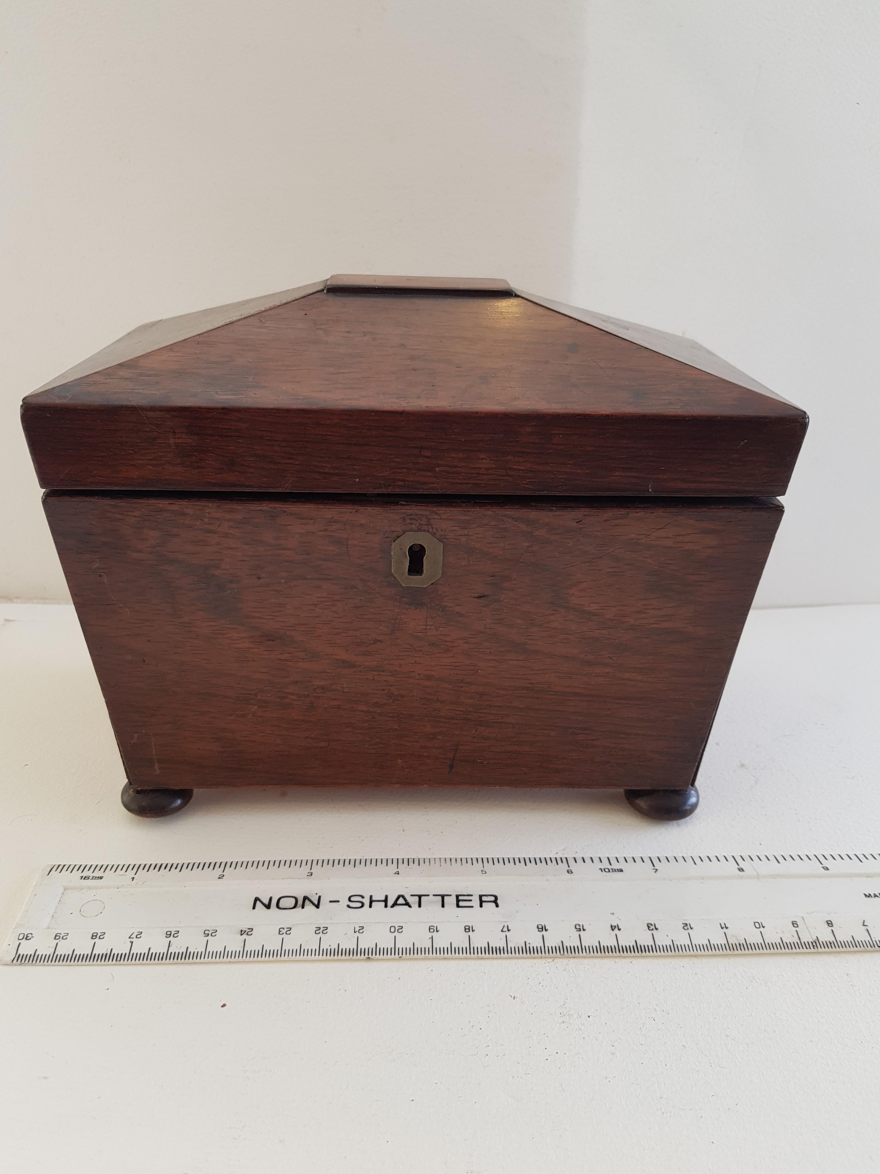 1870 Oak Sarcophagus Shaped Tea Caddy