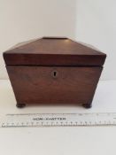 1870 Oak Sarcophagus Shaped Tea Caddy