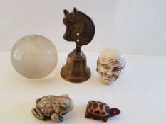 Collection of Paper weight, Brass Bell and Small Animals