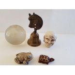 Collection of Paper weight, Brass Bell and Small Animals