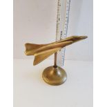 Brass Jet aeroplane on Stand.