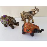 Small Jewelled Elephant Figures