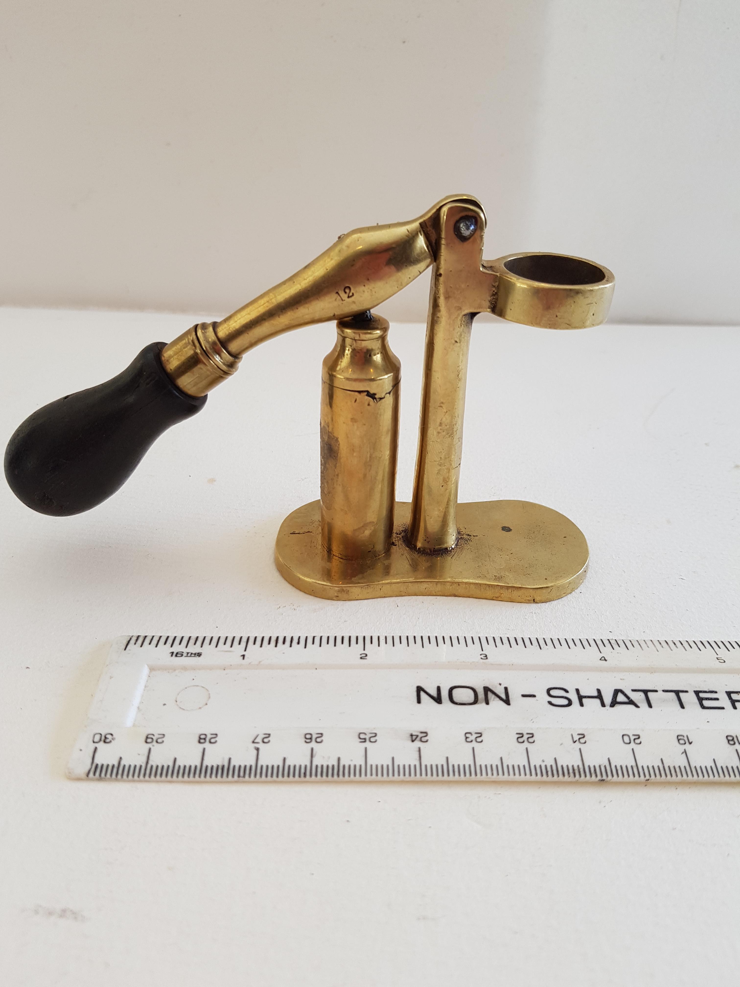 Antique Brass 12 Bore Cartridge Capper and Decapper.