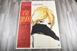Original 1962 "Vie Privee" Bridgit Bardot Cinema Poster 120 x 160