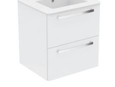 600 x 400mm Gloss White 2 Draw Vanity Unit With Chrome Square Shaker Handles