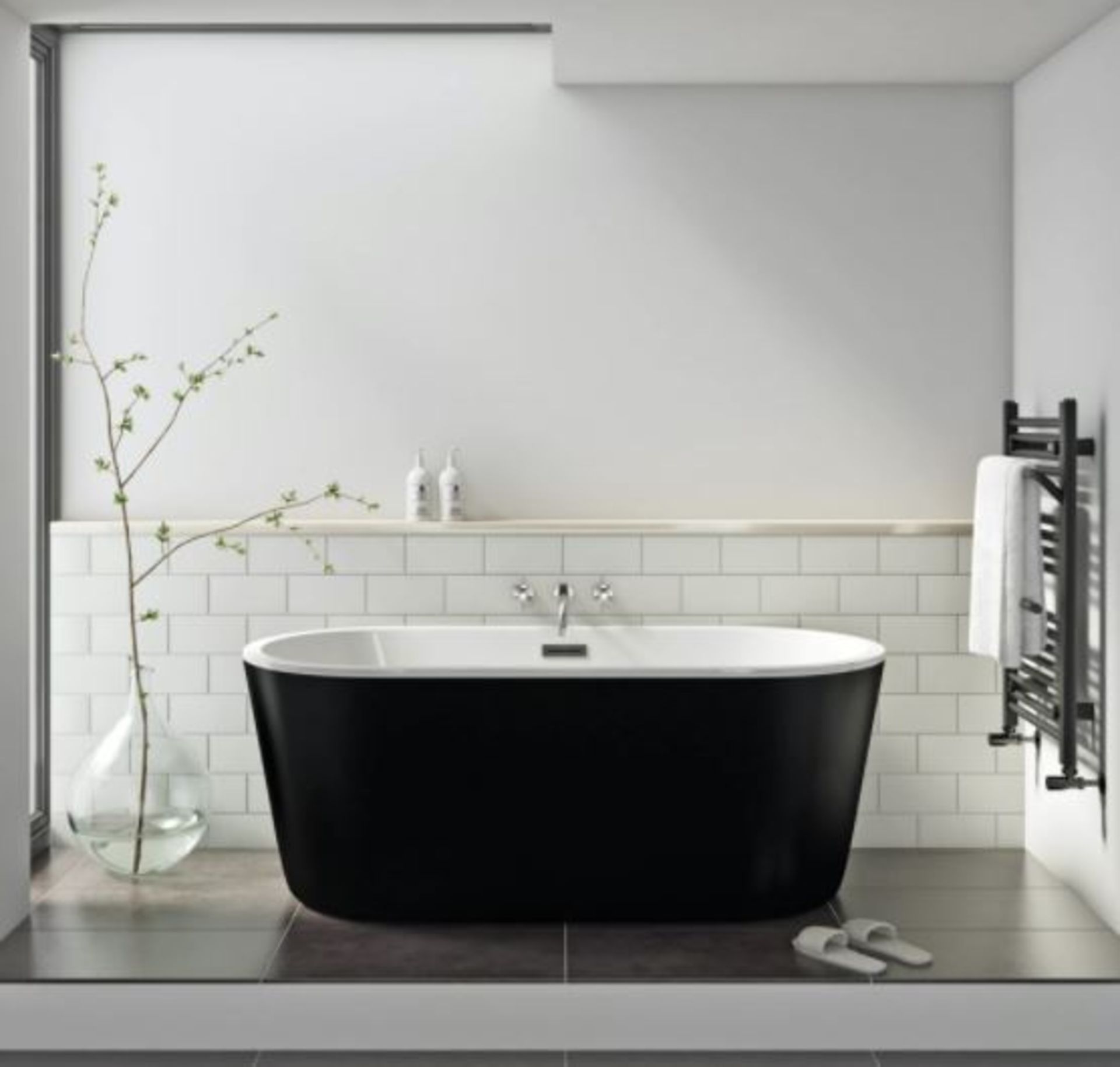Modern Freestanding Bath Black 1500x700 (AIF1001BLK) RRP Circa £450-£550. BATH ONLY - Image 7 of 9