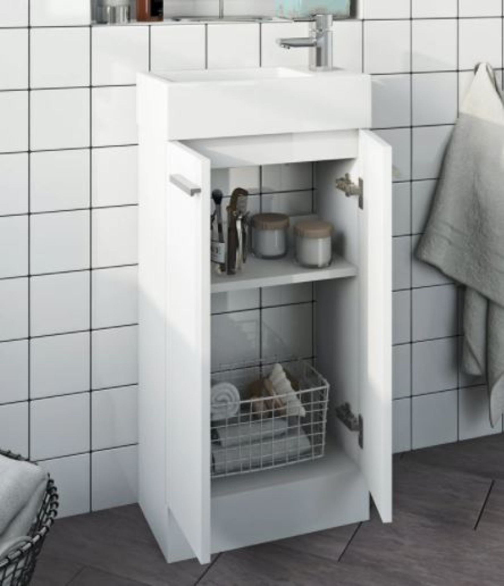 Clarity Compact White Floor Standing Unit with Resin Basin RRP £159 (MD725FBGWV) - Image 3 of 6