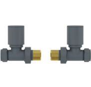 2x Anthracite Straight Radiator Valves