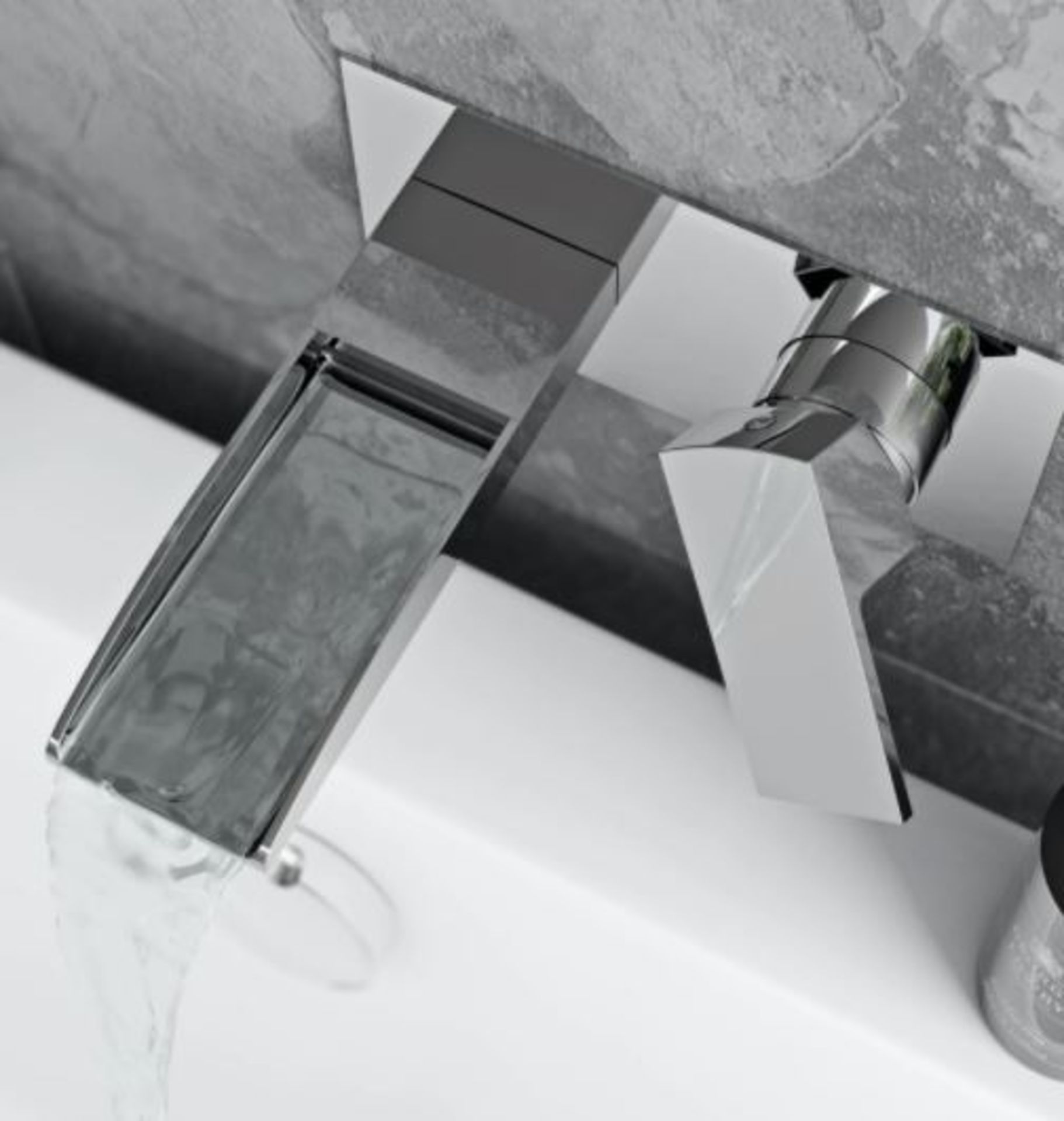Mode Wall Mounted Square Bath Mixer Tap Brushed Nickel Finish - Image 3 of 5