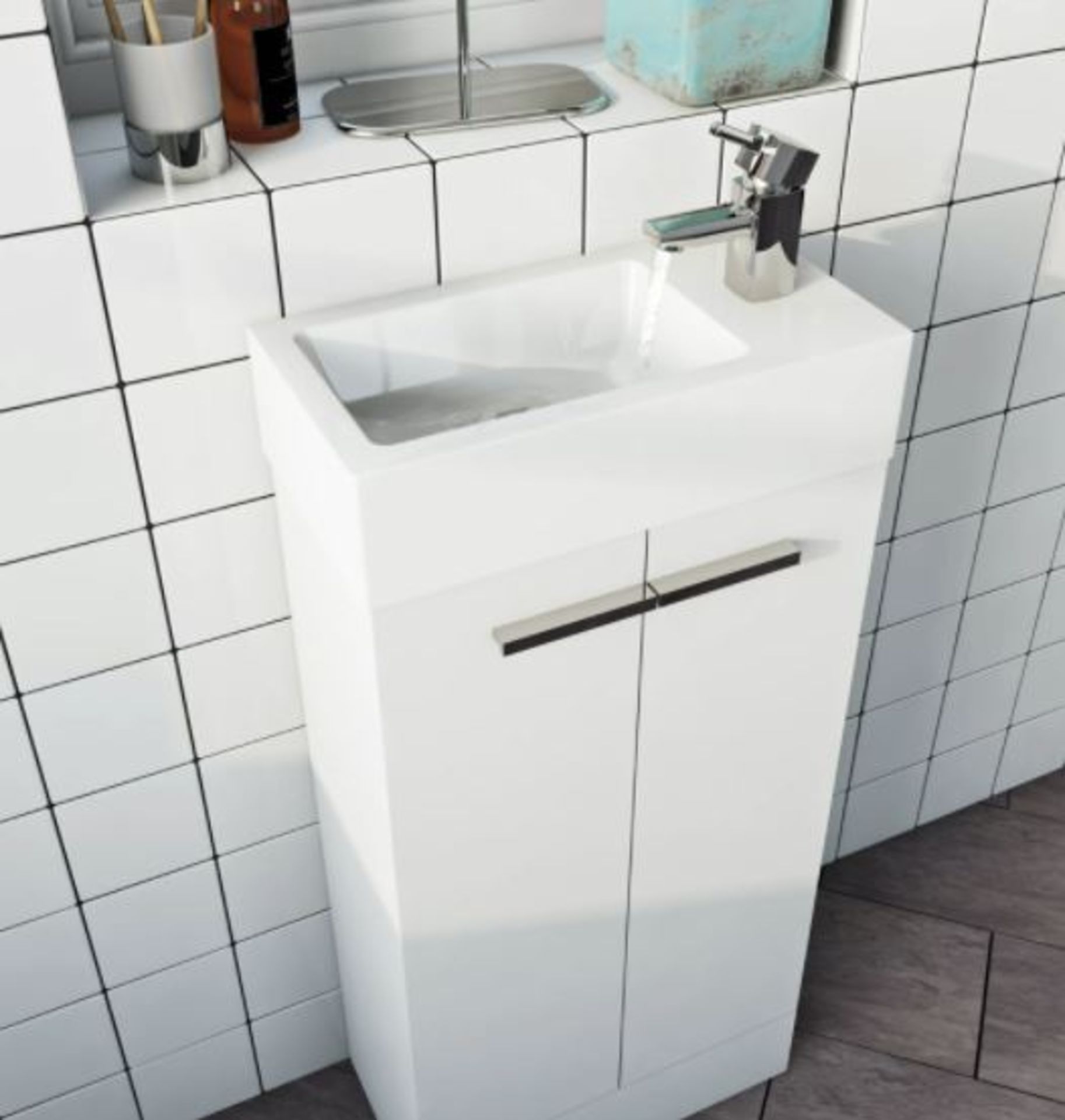 Clarity Compact White Floor Standing Unit with Resin Basin RRP £159 (MD725FBGWV) - Image 2 of 6